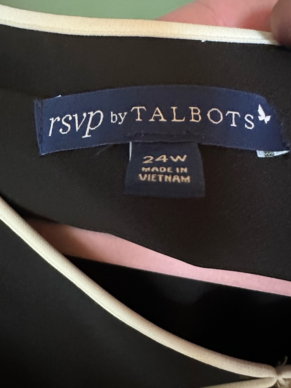 Talbots Black Dress with White and Pink Trim